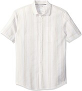 Thumbnail for your product : Amazon Essentials Men's Slim-Fit Short-Sleeve Stripe Linen Shirt