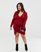 Thumbnail for your product : ASOS DESIGN Curve plunge mini dress with ruffle detail