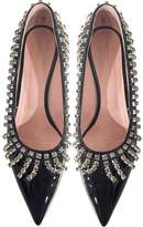 Thumbnail for your product : Christopher Kane Crystal Fringes Patent Leather Mid-Heel Pumps