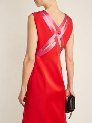 Versace Contrast-trim Crepe Dress - Womens - Red Multi
