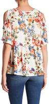 Thumbnail for your product : Bobeau Peplum Floral Cold Shoulder Shirt
