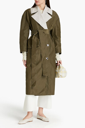 Rodebjer Madga belted two-tone linen-blend trench coat