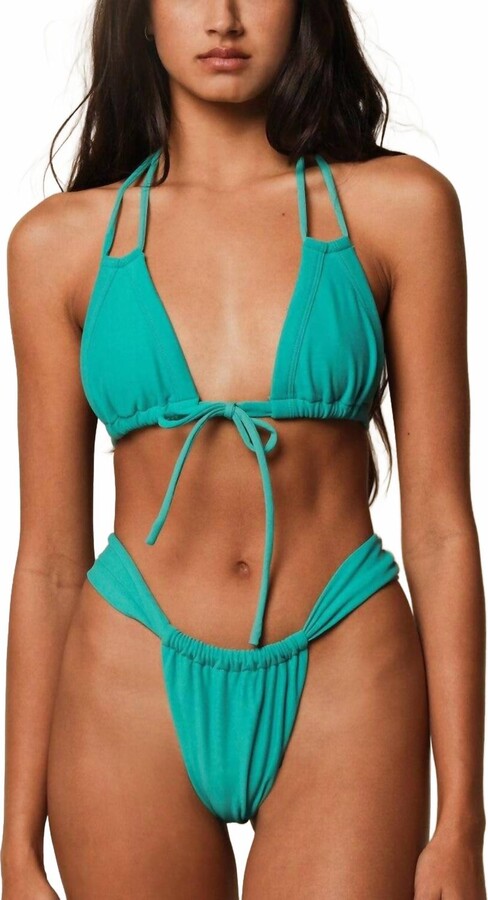 Montce Swim Euro Bow Bikini Top In Teal