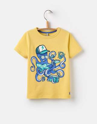 Joules Pale Lemon Rocktopus Archie Applique T-Shirt 1-6yr