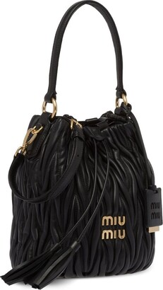 【MIU MIU】MATELASSE BUCKET BAG MIU MIU Nappa Matelasse Small Bucket Bag Black 1273385