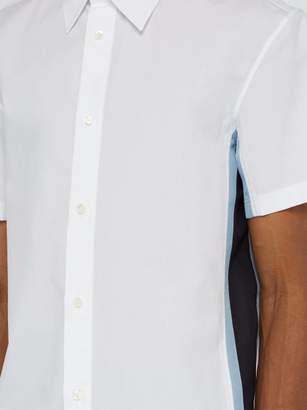 Valentino Short-sleeved Silk-insert Cotton Shirt - Mens - White