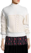Thumbnail for your product : McQ Mixed Cable-Knit Turtleneck Wool Sweater