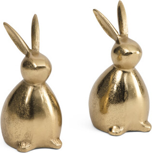 TJMAXX Set Of 2 Rabbit Figurines, Gold