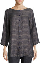 Thumbnail for your product : Eileen Fisher Coastline 3/4-Sleeve Organic Linen Box Top