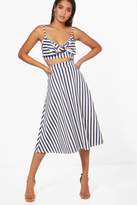 Thumbnail for your product : boohoo Rosie Stripe Bow Crop and Skirt Co-Ord Set