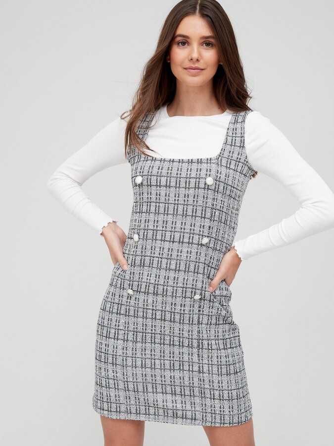 ladies check pinafore dress