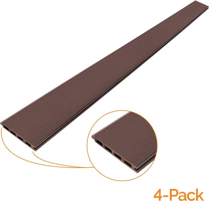 OUTDECO 5.5 in. x 72 in. x.75 in. Wood Plastic Composite Fence Board, Tongue and Groove, Sanded Finish - Espresso (4-Pack)