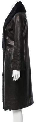 Gianni Versace Fur-Trimmed Leather Coat