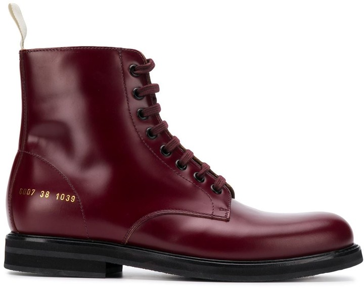 woman by common projects combat boots