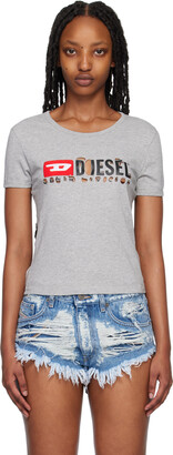 Diesel Gray T-Uncutie-Divstroyed T-Shirt