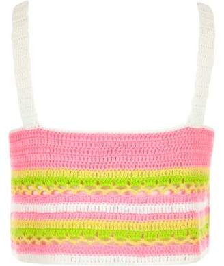 River Island Girls pink rainbow crochet crop top