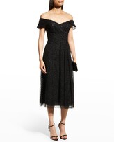 Thumbnail for your product : Rickie Freeman For Teri Jon Off-Shoulder Beaded Sequin Mesh Dress