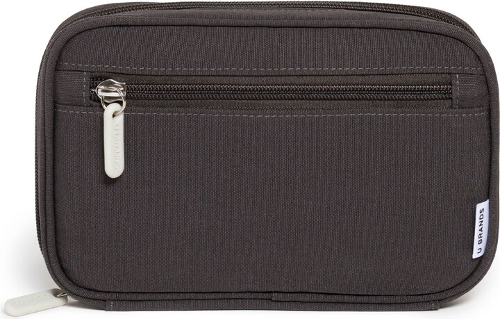 U Brands Single Zip Canvas Tech Pouch, 7.8″ x 5″ Electronic Organizer Travel Case, Slate Gray