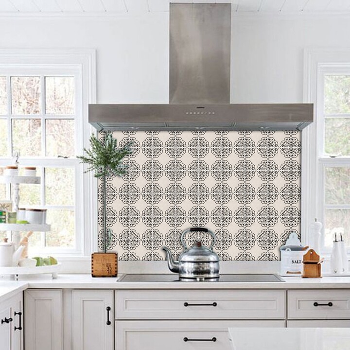 Quadrostyle Kitchen & Bathroom Splashback - Removable Vinyl Wallpaper Hamra Beige Peel & Stick