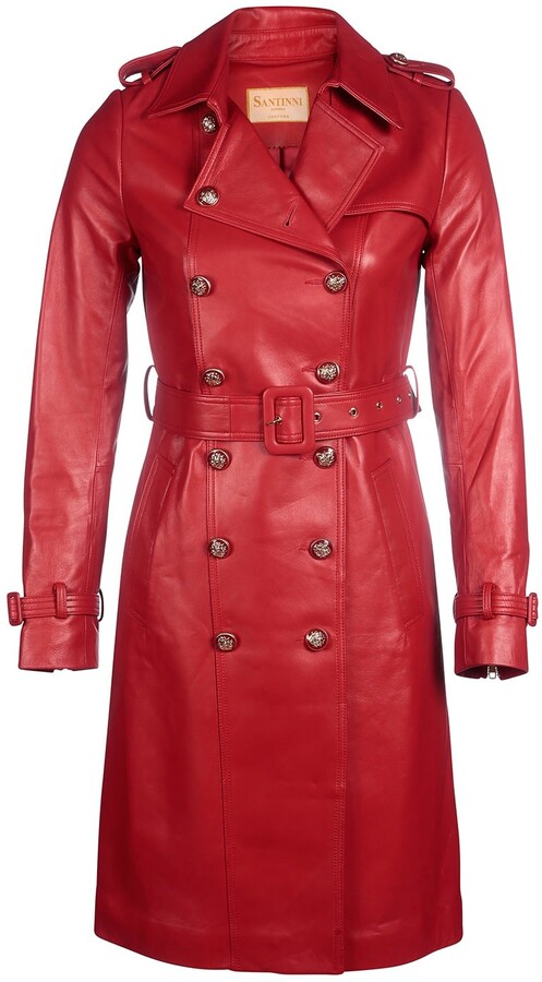 leather coat red