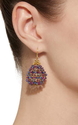 Mallary Marks Russian Dome 18K Gold" Ruby and Cabochon Sapphire Beaded Earrings