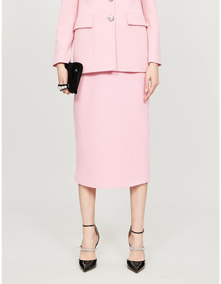 Alessandra Rich High-waist wool-blend tweed midi skirt