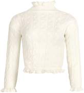 Thumbnail for your product : boohoo Cable Knit Ruffle Crop Jumper