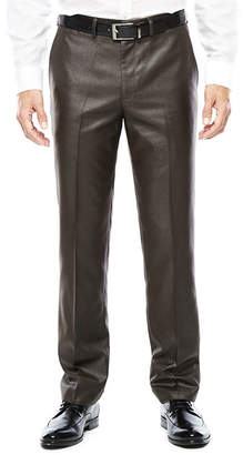 Jf J.Ferrar JF Men's Charcoal Black Plaid Flat-Front Slim Fit Suit Pants