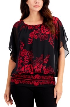 jm collection flutter sleeve top