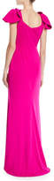 Thumbnail for your product : Badgley Mischka Crepe Column Gown w/ Twist Cap Sleeves