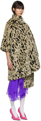 Balenciaga Beige Leopard Pulled Opera Coat