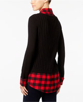 Thumbnail for your product : Style&Co. Style & Co Plaid-Inset Layered-Look Sweater, Only at Macy's