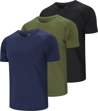 ZENGVEE 3 Pack Gym Shirts Men Dry-Fit Running Top for Men Comfort Sport  Shirts Moisture Wicking Active Athletic Shirts Short Sleeve Tops(590-Black  Gray Navy-XL) - ShopStyle T-shirts
