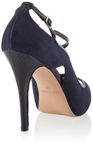Thumbnail for your product : White House Black Market Navy Suede Peeptoe Heels