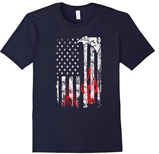 Men's Firefighter Grunge, American Flag T-Shirt Large