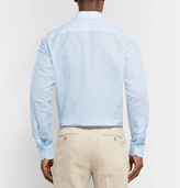 Thumbnail for your product : Canali Light-Blue Cutaway-Collar Slub Cotton And Linen-Blend Shirt