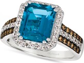 Thumbnail for your product : LeVian Deep Sea Blue Topaz (3-1/3 ct. t.w.) & Diamond (5/8 ct. t.w.) Halo Ring in 14k White Gold