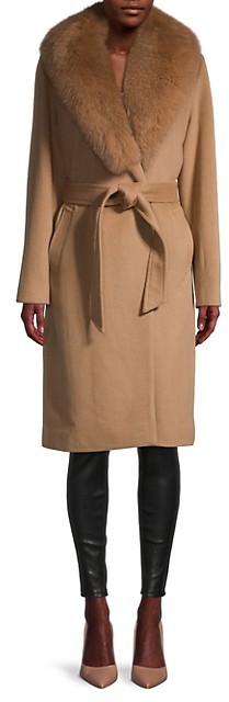 fox fur collar wool coat