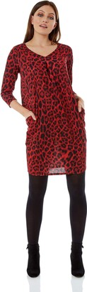 Roman Originals Women Animal Print Top Leopard Printed Tunic with Pockets Ladies Jersey Smart Blouse Casual 3/4 Sleeve Everyday Party Special Occasion Winter Spring Work Thick - Blue - Size 16