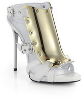 Thumbnail for your product : Giuseppe Zanotti Metal-Plate Leather Cage Sandals