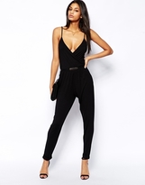 Thumbnail for your product : ASOS Belted Wrap Front Plunge Cami Jersey Jumpsuit