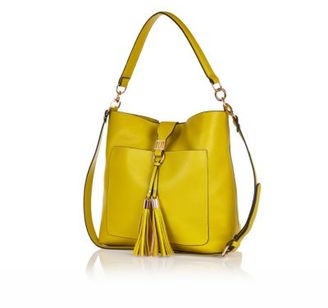 River Island Yellow tassel front slouchy handbag