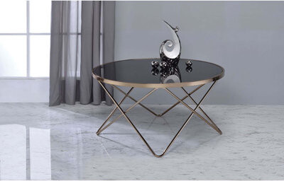 ACME Valora Coffee Table in Champagne & Black Glass 81830