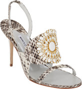 Thumbnail for your product : Manolo Blahnik Snakeskin Ronda Jeweled Sandals