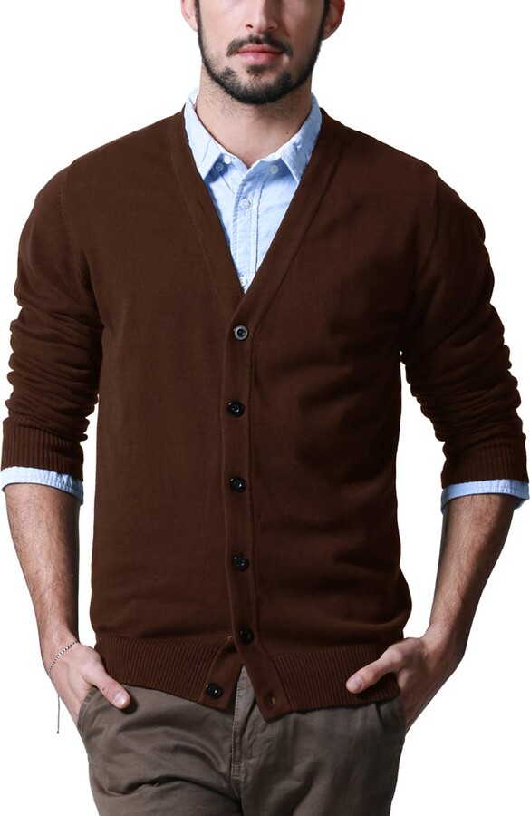 1522 Taupe Match Men's Lightweight V Neck Button Knitted Cardigan #Z1522 