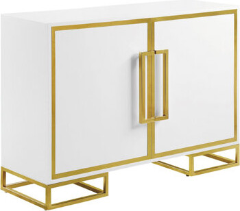 Mercer41 Synchrony White and Gold 2-Door Accent Cabinet