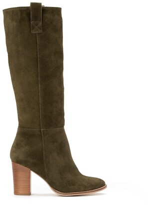 La Redoute Collections Suede Knee-High Boots with Block Heel - ShopStyle