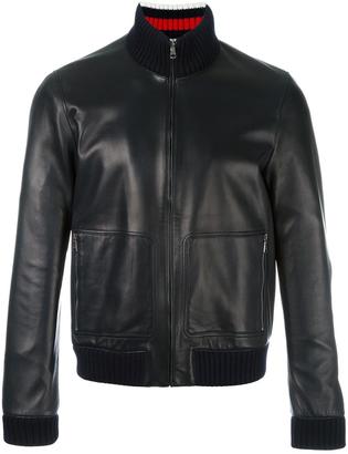 Gucci leather bomber jacket