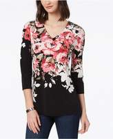 Thumbnail for your product : Charter Club Floral-Print Split-Back Top, Created for Macy's