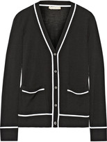 Thumbnail for your product : Michael Kors Contrast-trimmed merino wool and cotton-blend cardigan